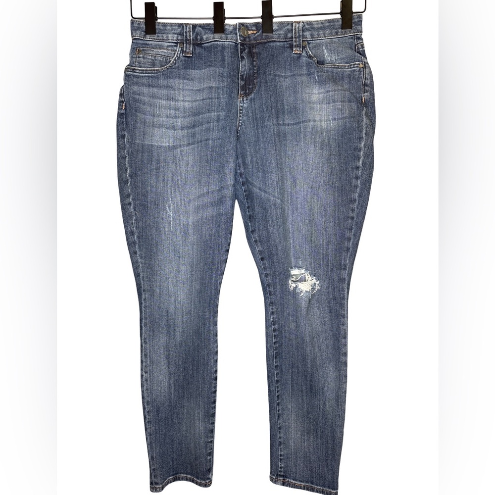 Kut from the Kloth Distressed Blue Catherine Boyfriend Jeans 14W